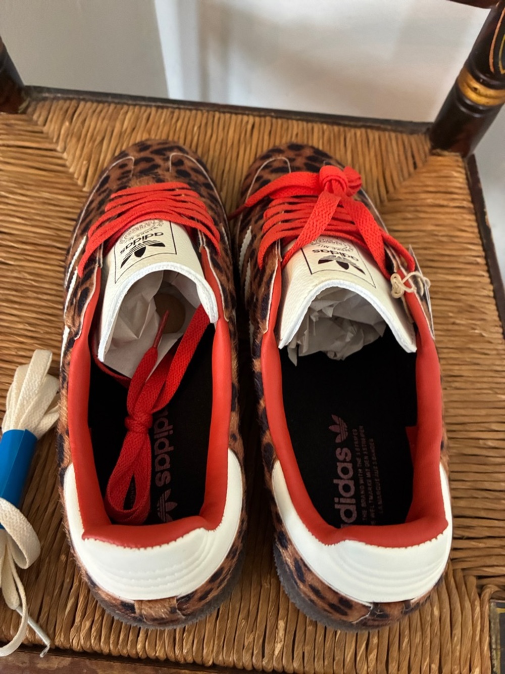 NWT adidas Leopard Print Samba Sneakers with Red Laces - Picture 4 of 6